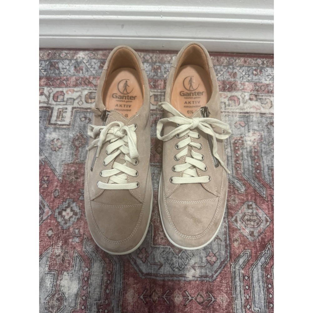 Ganter Aktiv Abrollpatent Tan Suede Side Zip Walking Shoes Mens 6.5 G or US9 NEW